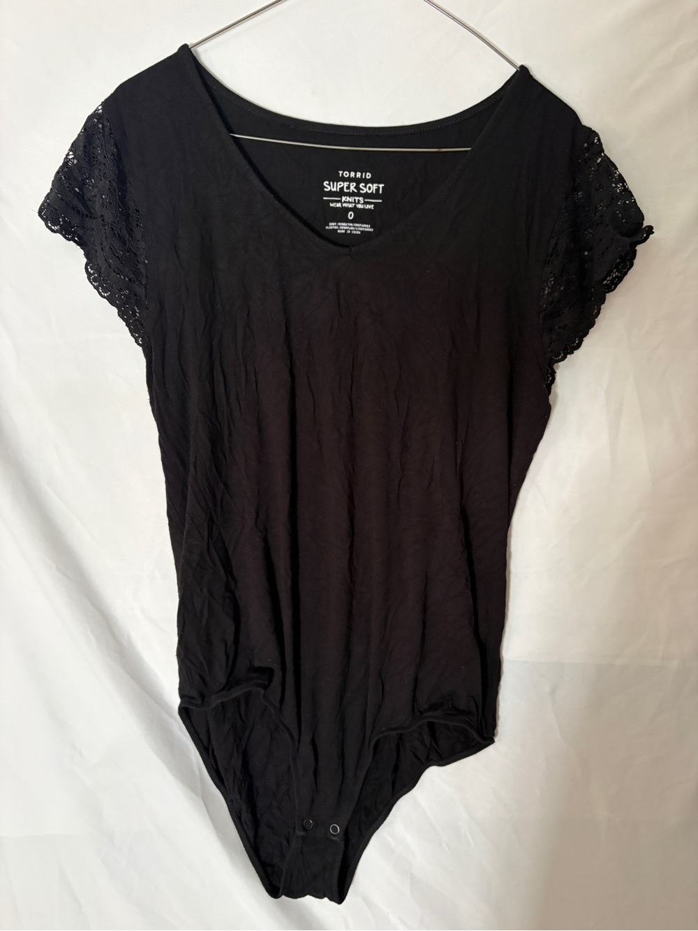 torrid Black Lace Sleeve Super Soft Bodysuit